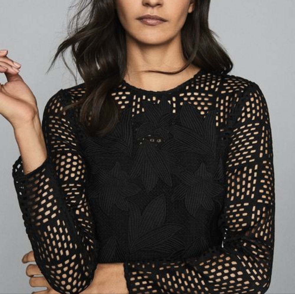 NWT REISS | $465 Baptiste Lace Mini Dress - Picture 6 of 11